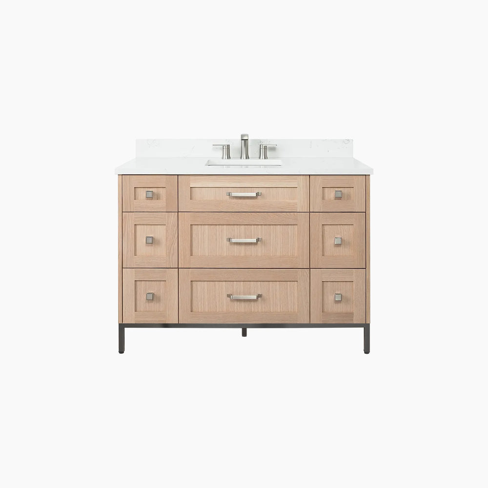 
                  
                    Bridgeport 48" White Oak Bathroom Vanity - All Drawers
                  
                