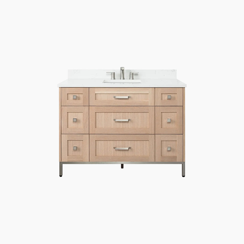 
                  
                    Bridgeport 48" White Oak Bathroom Vanity - All Drawers
                  
                