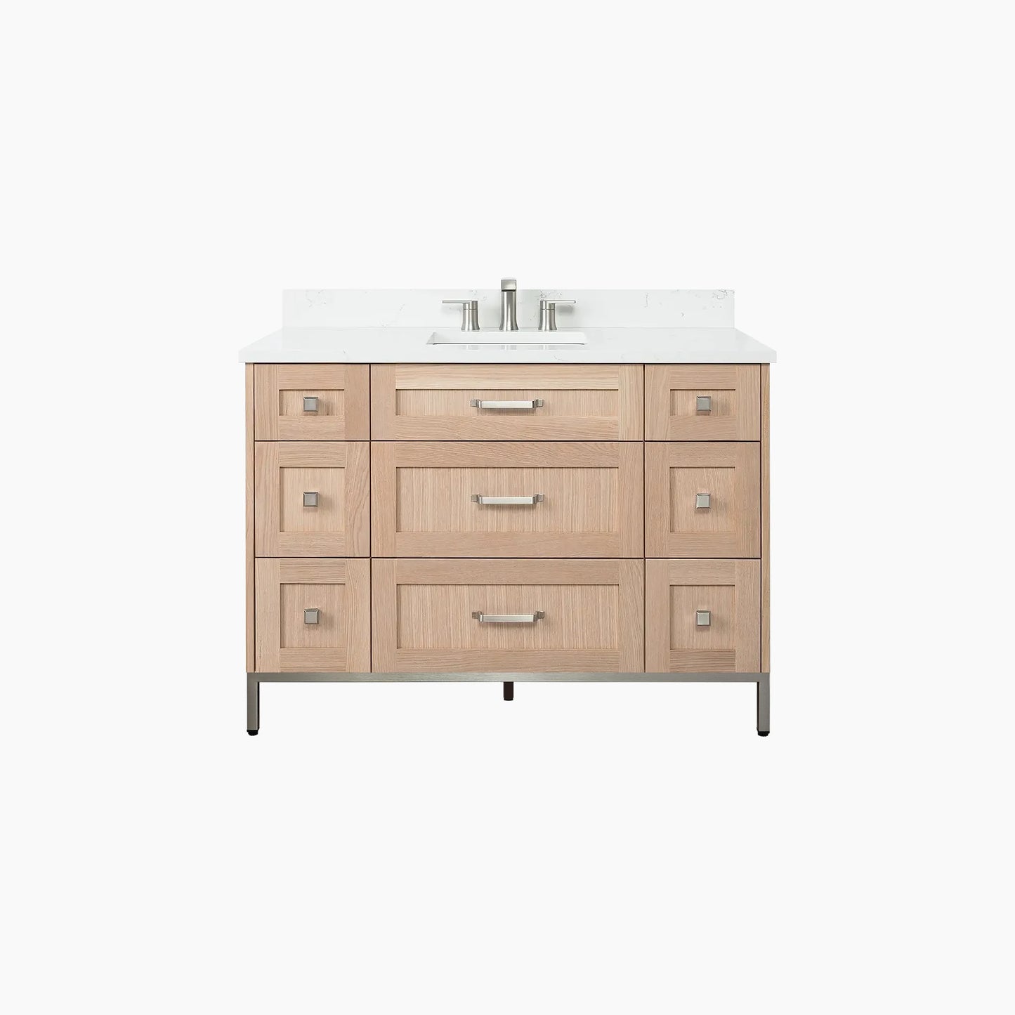 
                  
                    Bridgeport 48" White Oak Bathroom Vanity - All Drawers
                  
                