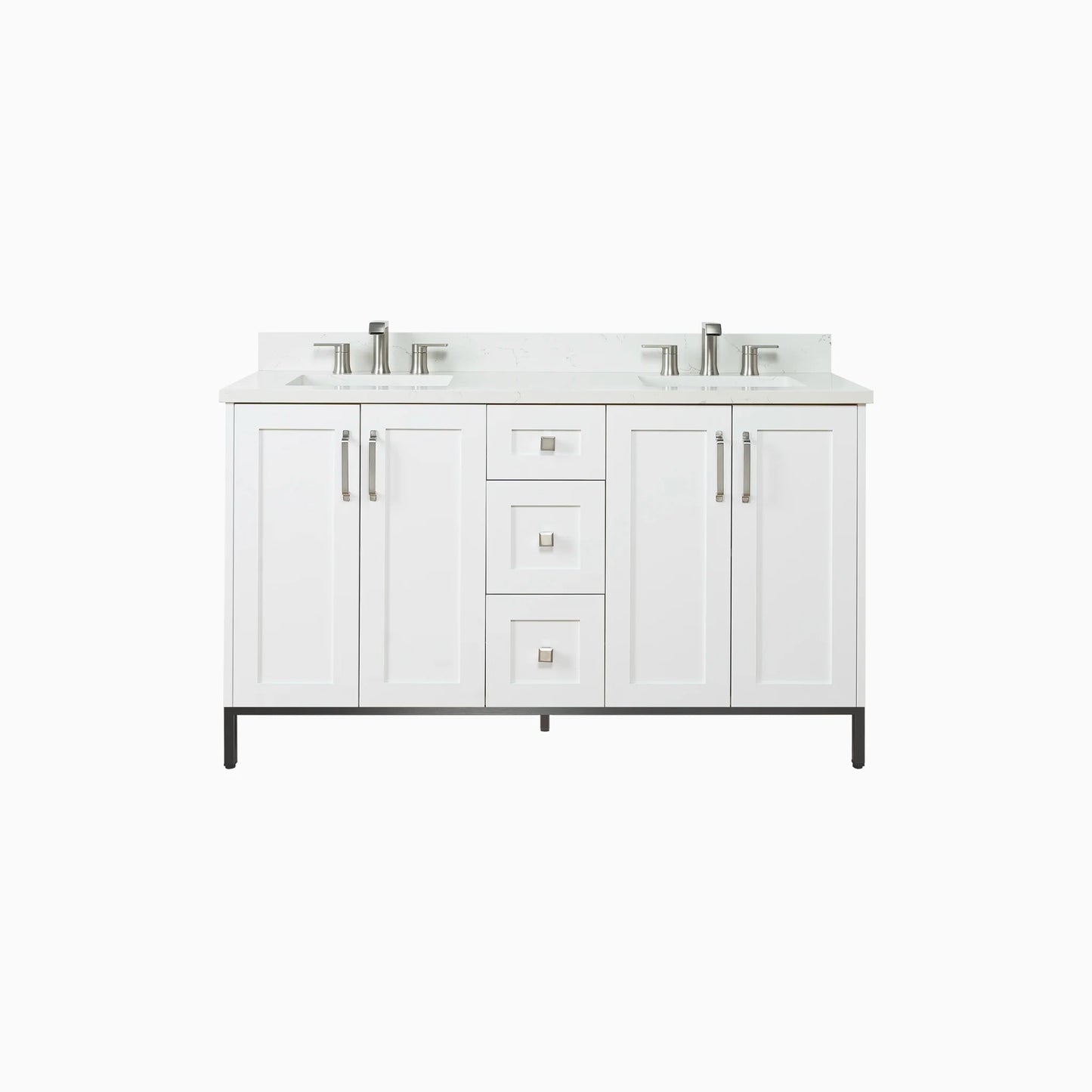 
                  
                    Bridgeport 60" Satin White Bathroom Vanity, Double Sink
                  
                