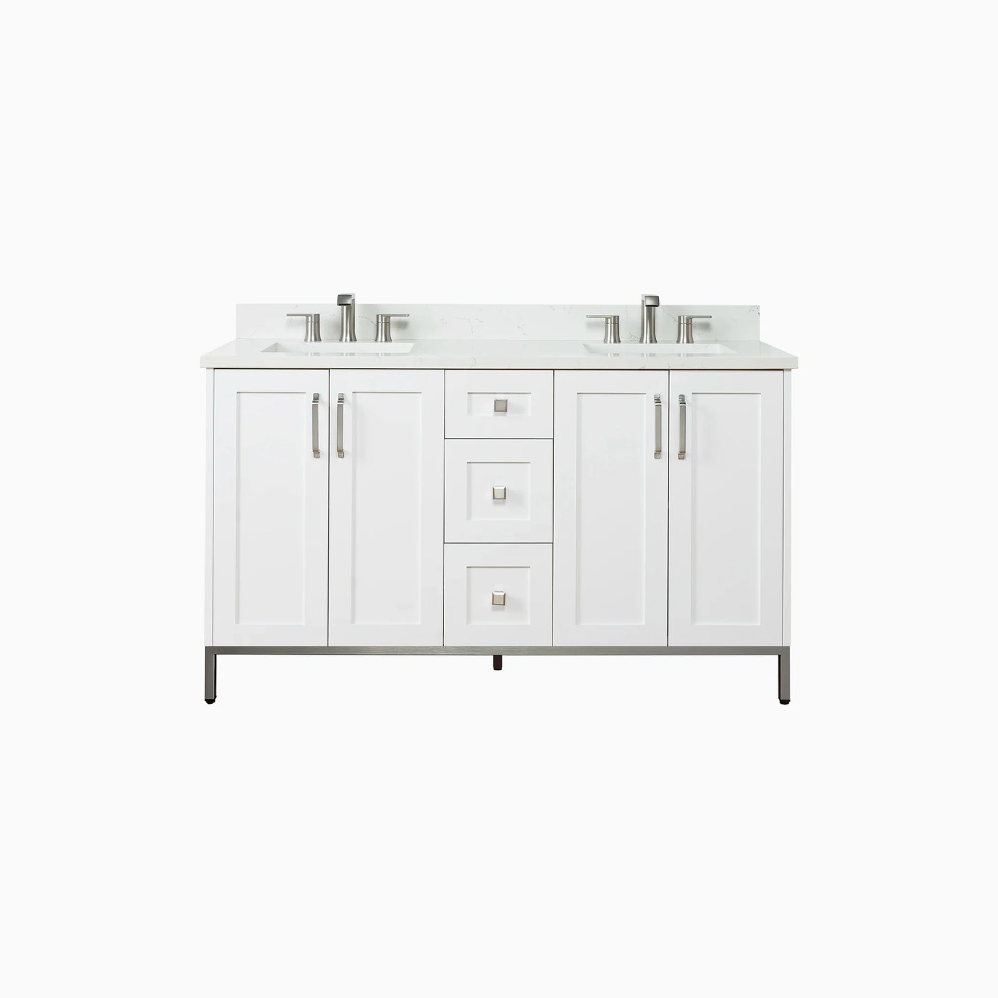 
                  
                    Bridgeport 60" Satin White Bathroom Vanity, Double Sink
                  
                