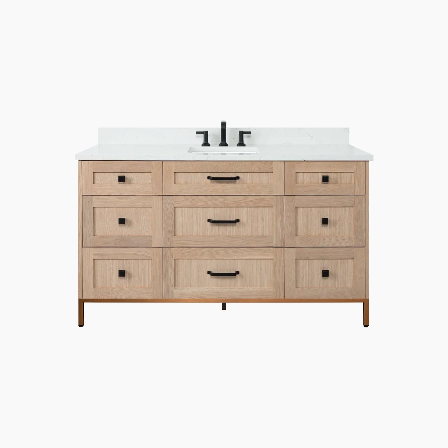 
                  
                    Bridgeport 60" White Oak Bathroom Vanity - All Drawers
                  
                