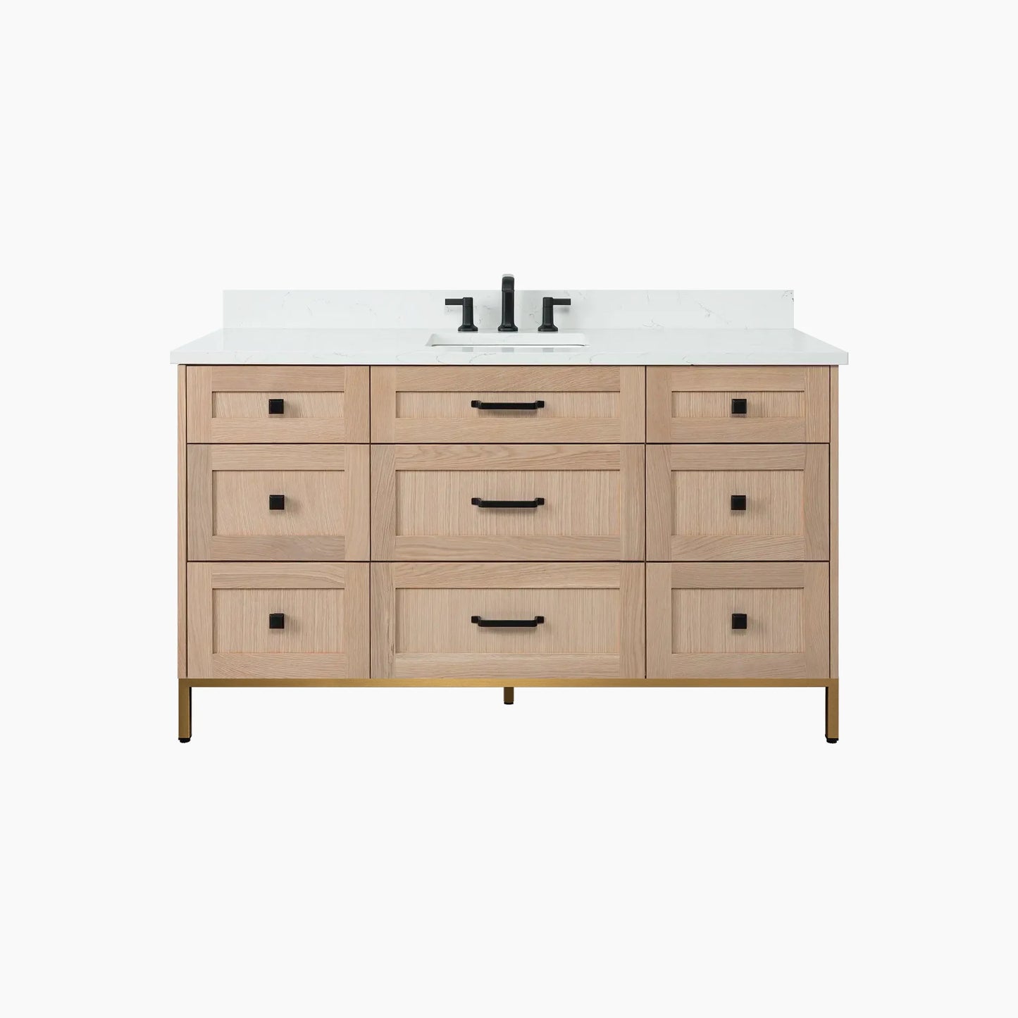 
                  
                    Bridgeport 60" White Oak Bathroom Vanity - All Drawers
                  
                