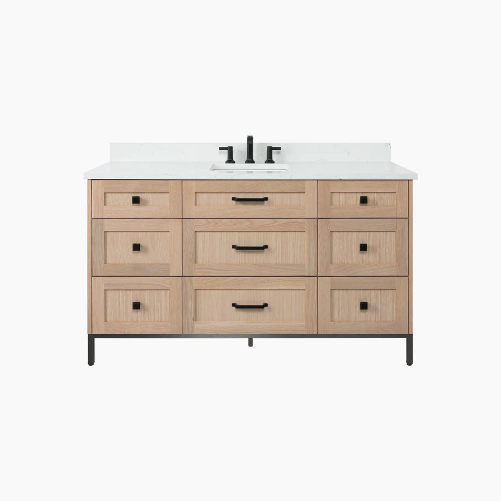 
                  
                    Bridgeport 60" White Oak Bathroom Vanity - All Drawers
                  
                