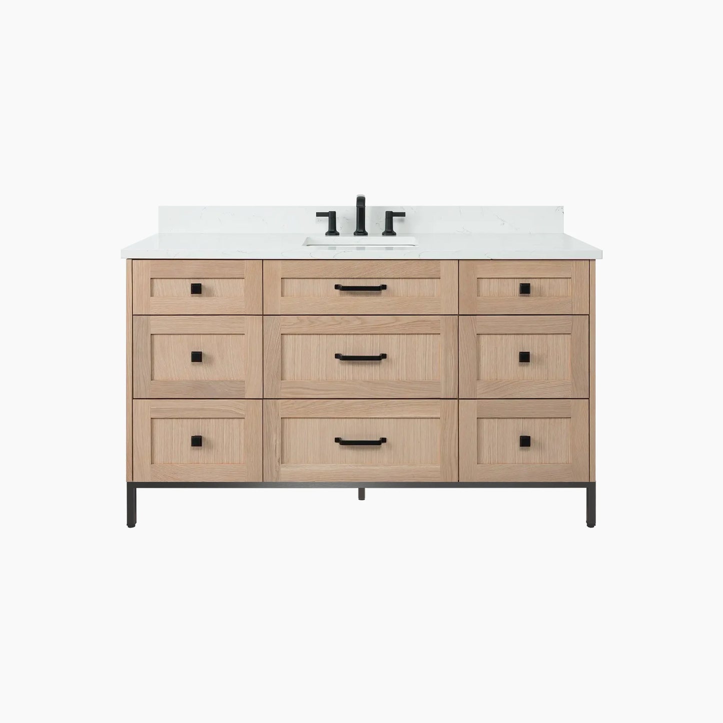 
                  
                    Bridgeport 60" White Oak Bathroom Vanity - All Drawers
                  
                