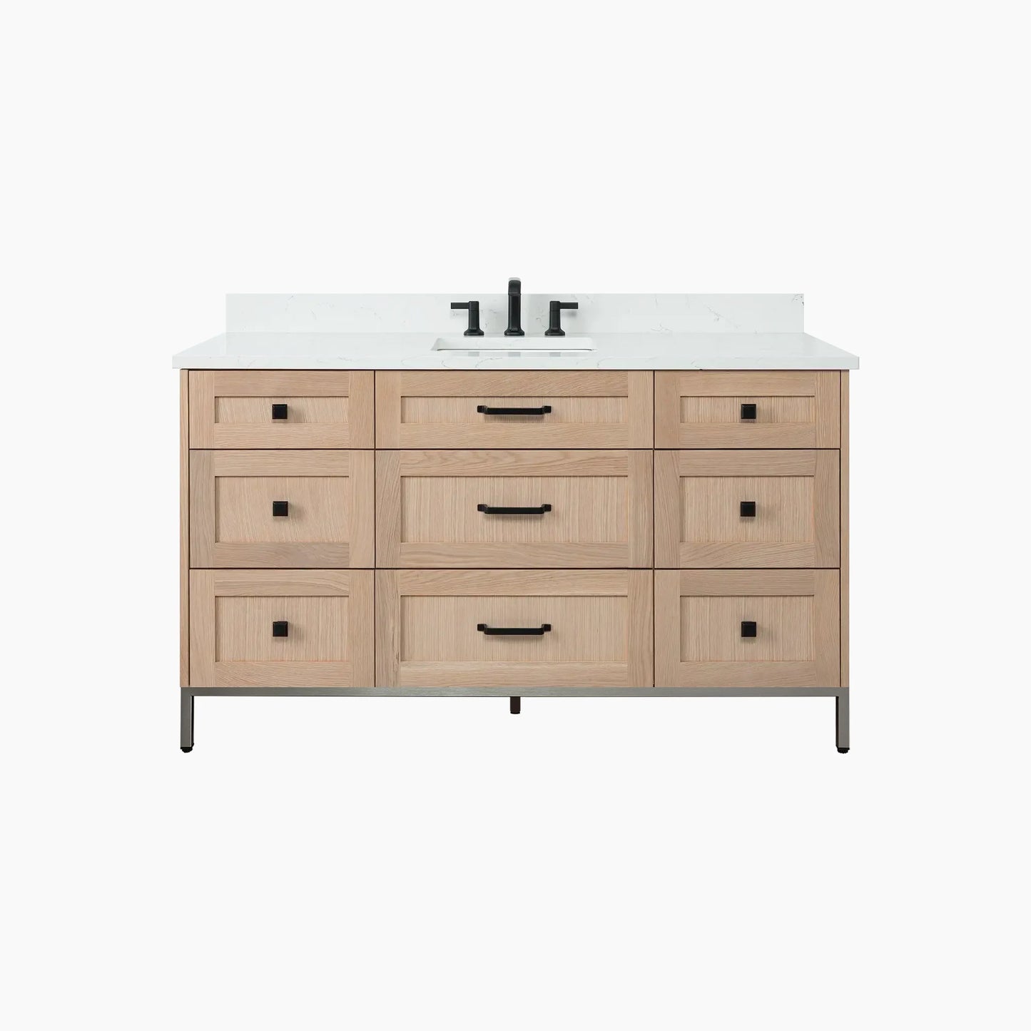 
                  
                    Bridgeport 60" White Oak Bathroom Vanity - All Drawers
                  
                