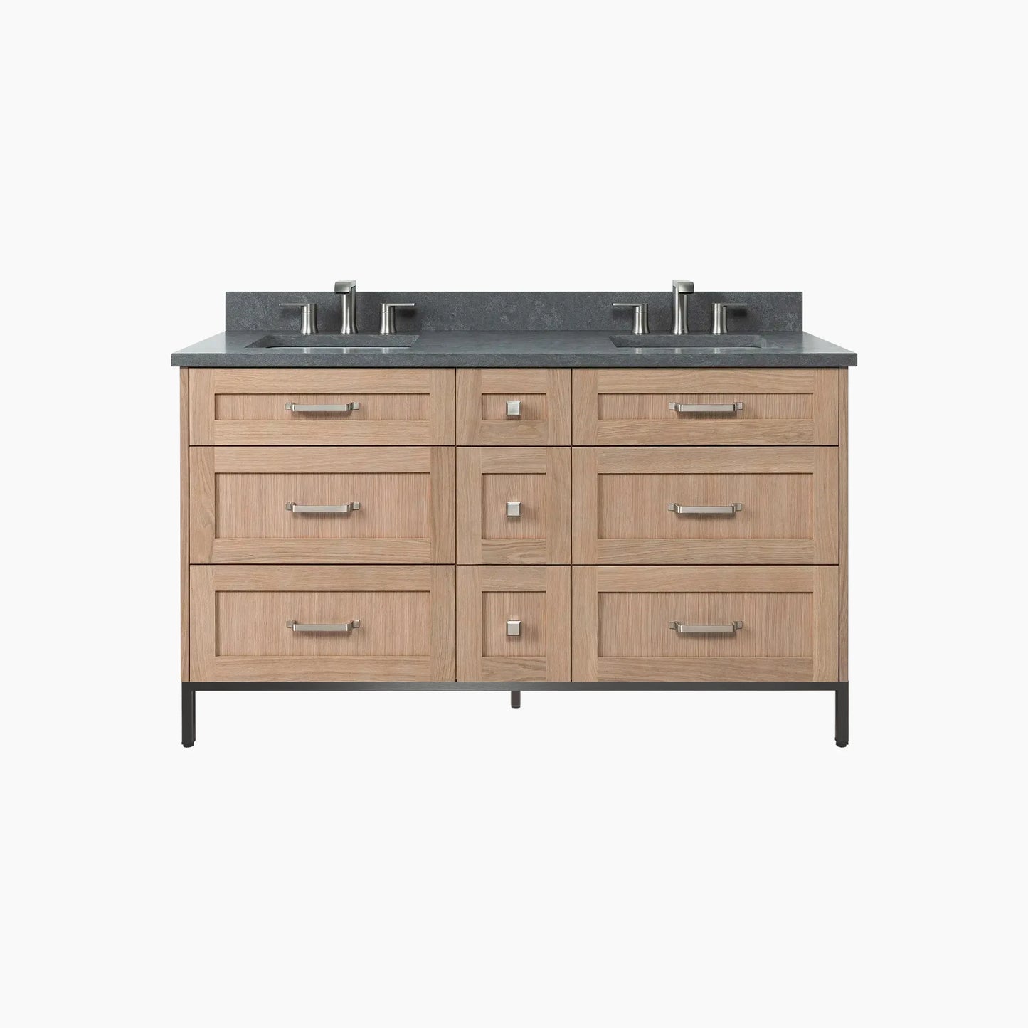 
                  
                    Bridgeport 60" White Oak Bathroom Vanity, Double Sink - All Drawers
                  
                