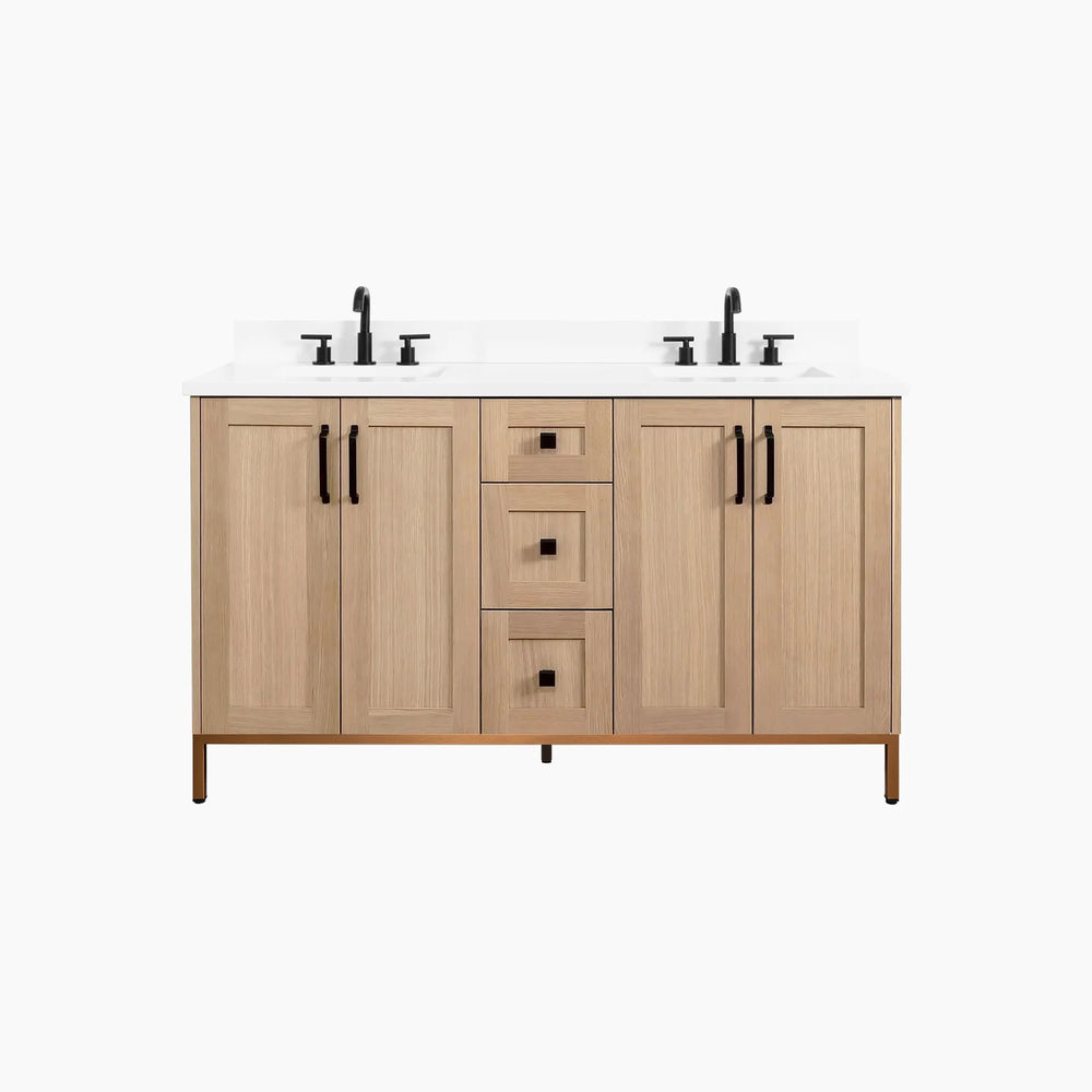 
                  
                    Bridgeport 60" White Oak Bathroom Vanity, Double Sink
                  
                