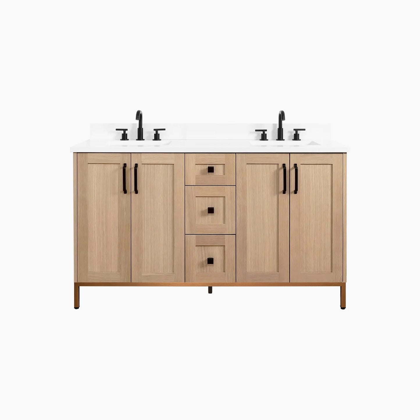 
                  
                    Bridgeport 60" White Oak Bathroom Vanity, Double Sink
                  
                