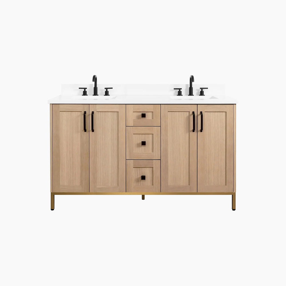 
                  
                    Bridgeport 60" White Oak Bathroom Vanity, Double Sink
                  
                