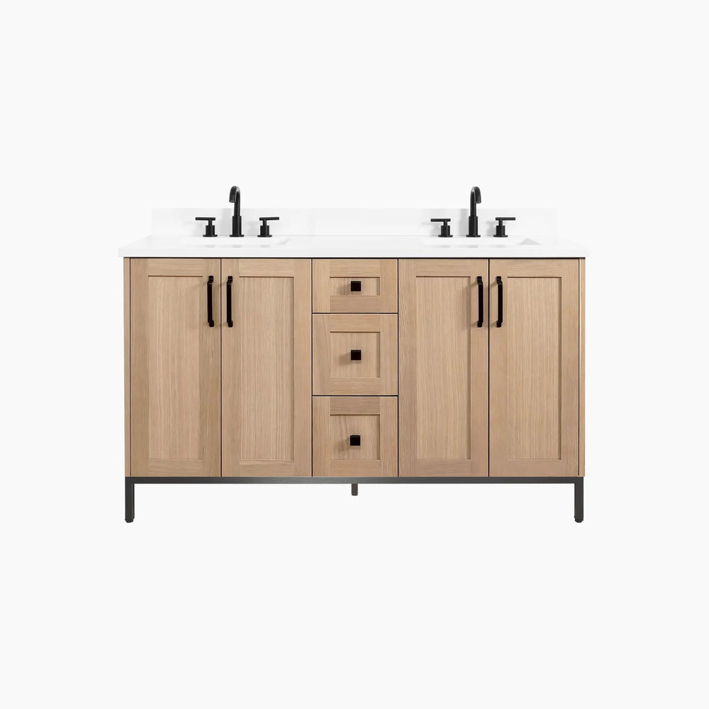 
                  
                    Bridgeport 60" White Oak Bathroom Vanity, Double Sink
                  
                