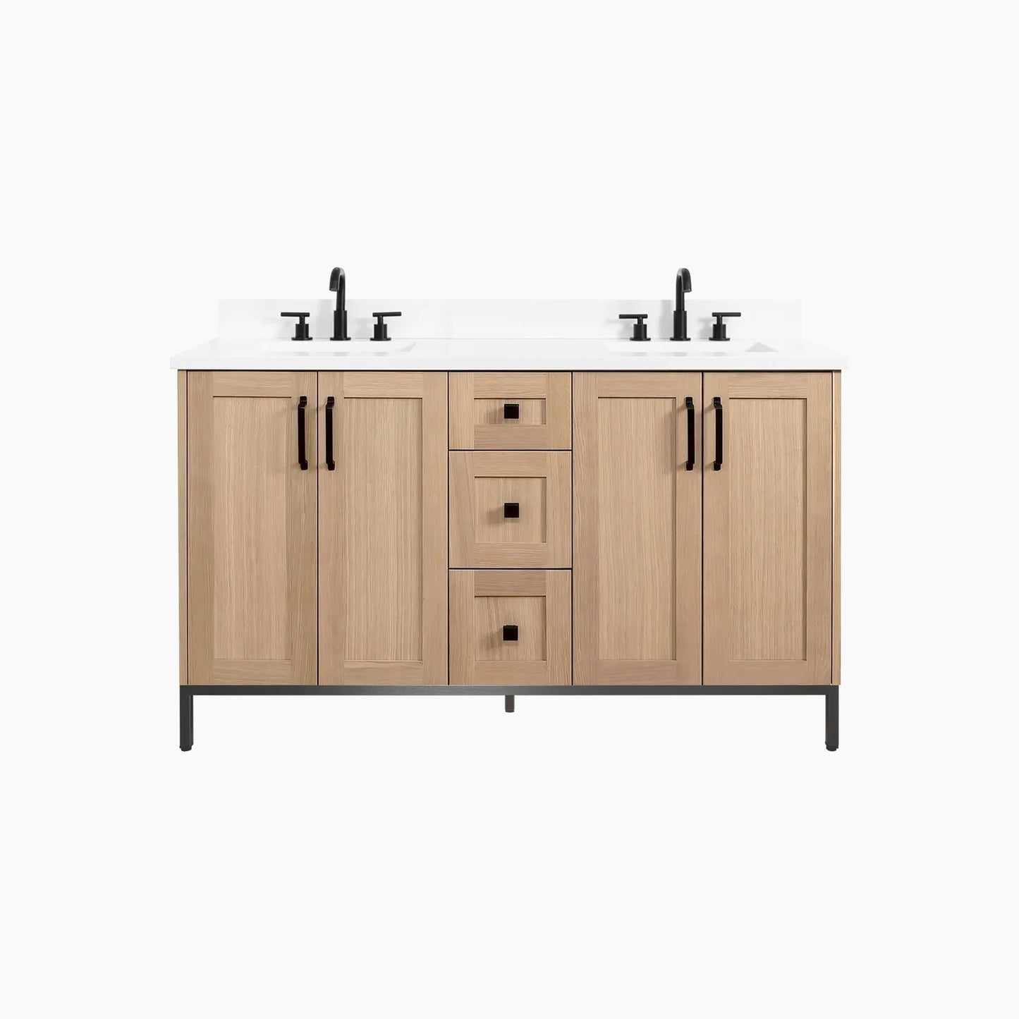 
                  
                    Bridgeport 60" White Oak Bathroom Vanity, Double Sink
                  
                