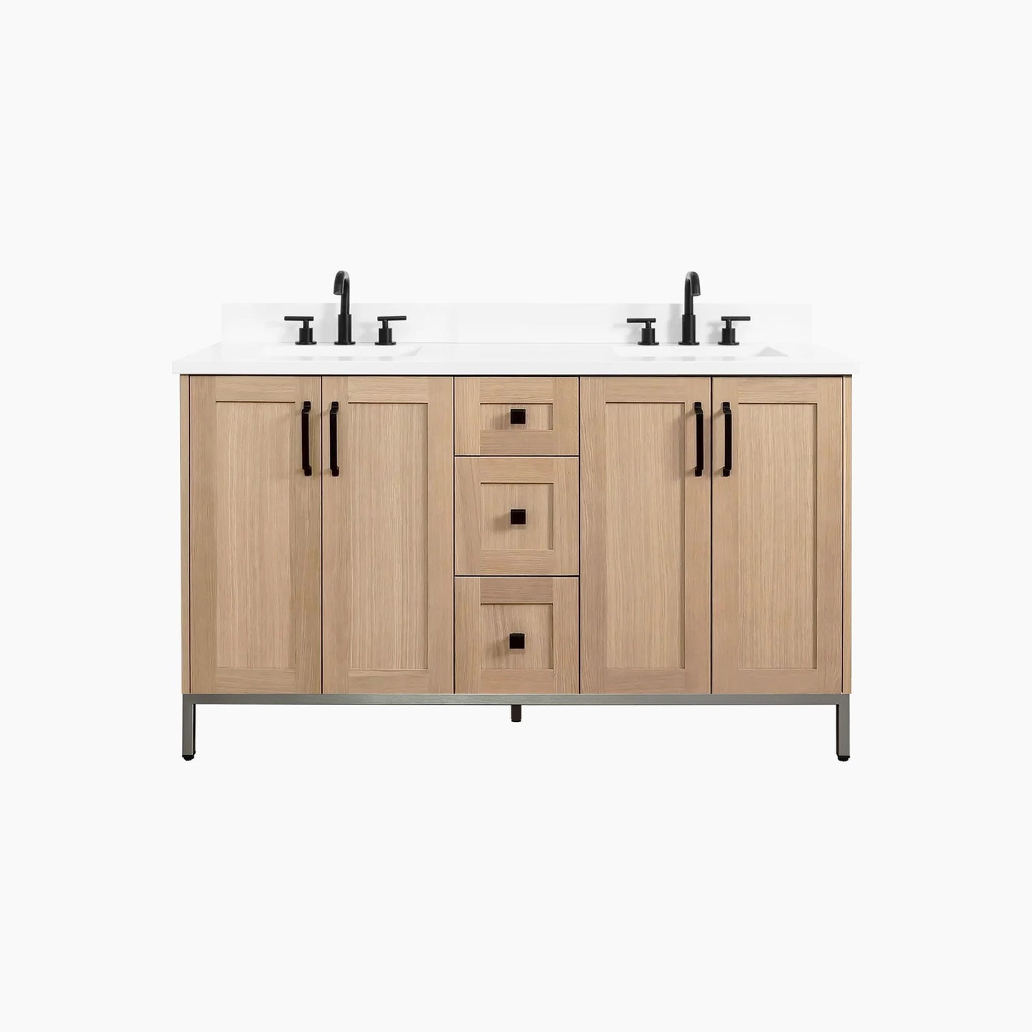 
                  
                    Bridgeport 60" White Oak Bathroom Vanity, Double Sink
                  
                