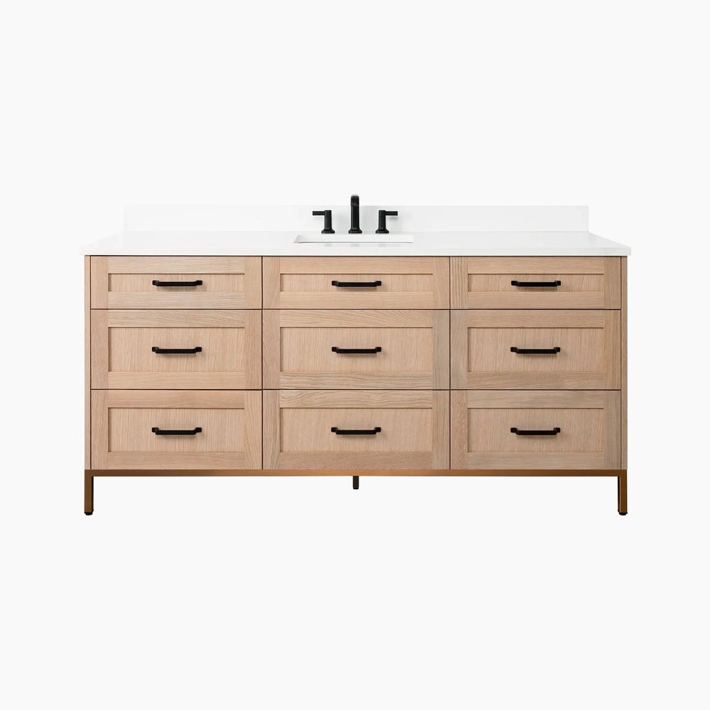 
                  
                    Bridgeport 72" White Oak Bathroom Vanity - All Drawers
                  
                