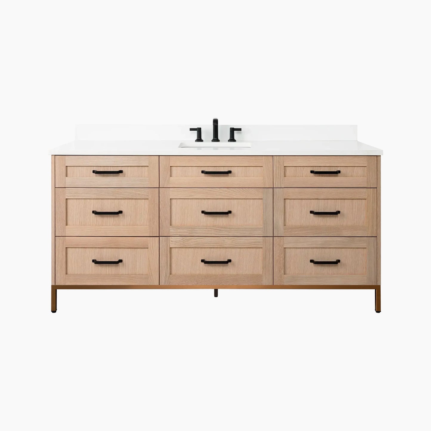 
                  
                    Bridgeport 72" White Oak Bathroom Vanity - All Drawers
                  
                