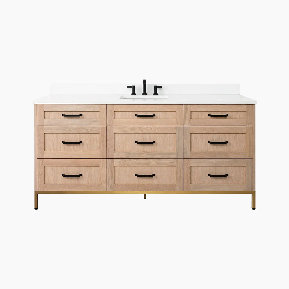 
                  
                    Bridgeport 72" White Oak Bathroom Vanity - All Drawers
                  
                