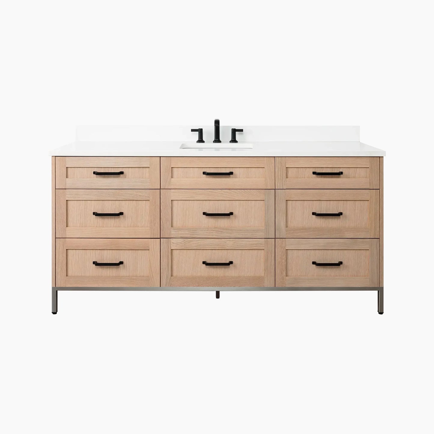
                  
                    Bridgeport 72" White Oak Bathroom Vanity - All Drawers
                  
                