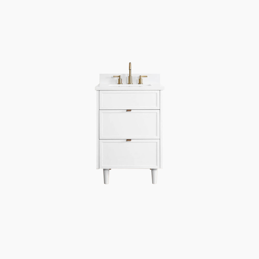 Cape Breton 24" Satin White Bathroom Vanity - All Drawers