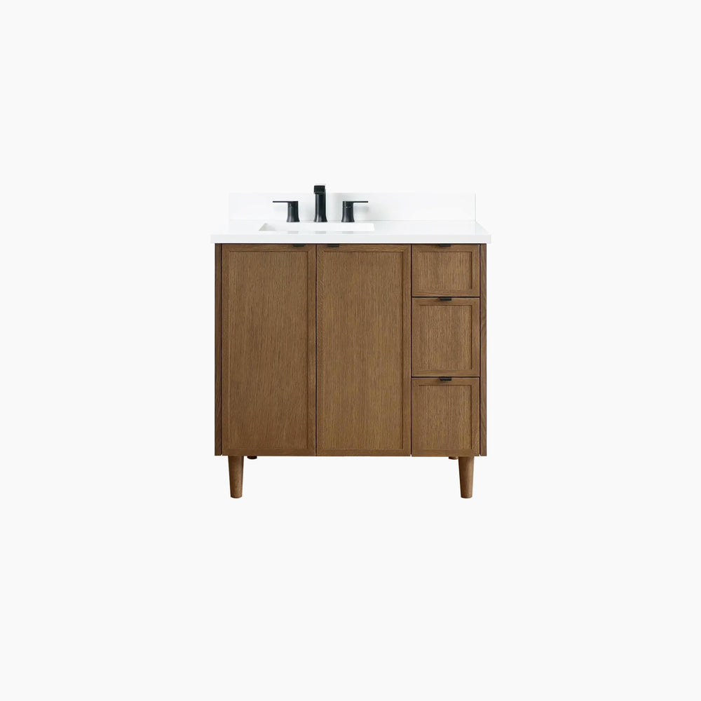 
                  
                    Cape Breton 36" Mid Century Oak Bathroom Vanity, Left Sink
                  
                