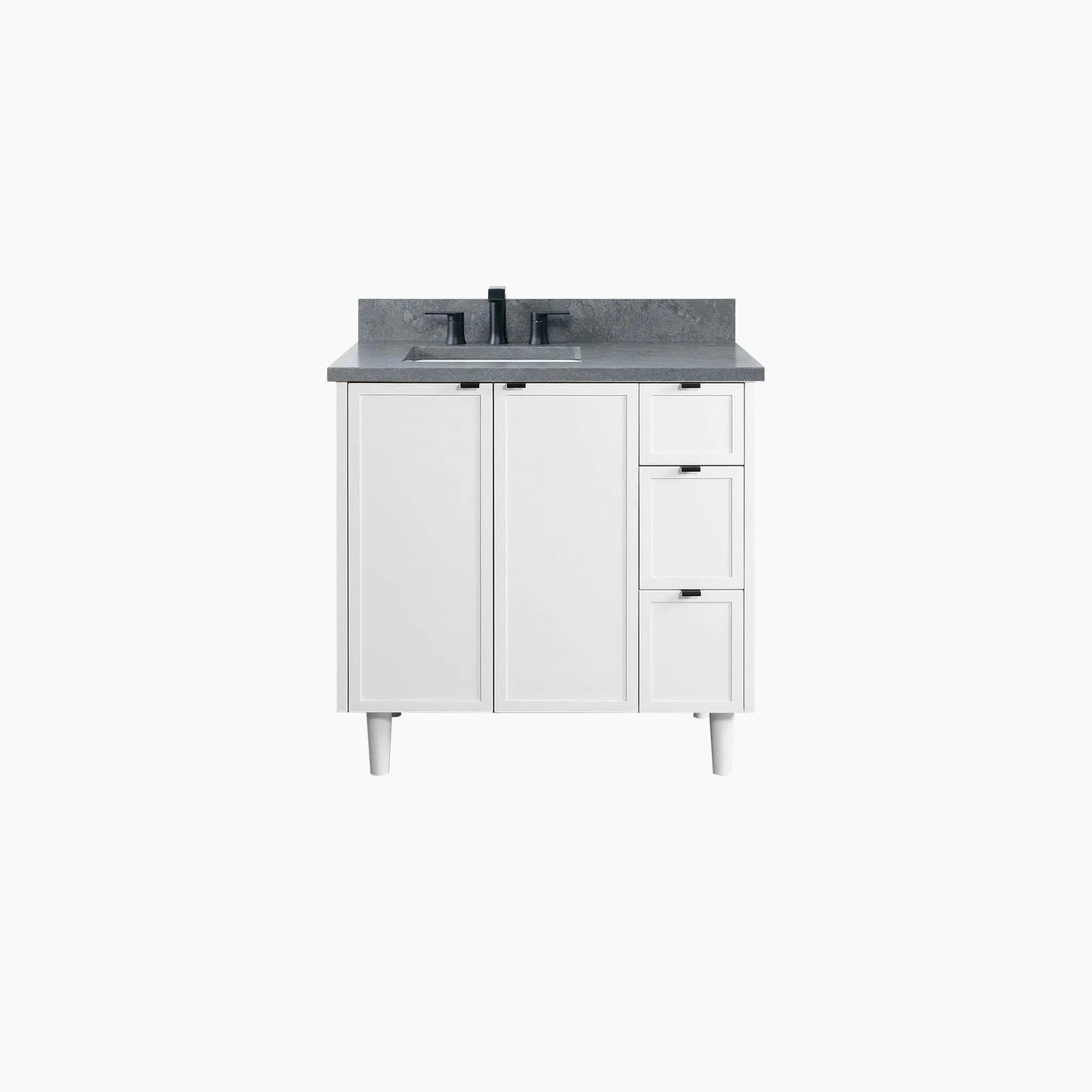 Cape Breton 36" Satin White Bathroom Vanity, Left Sink