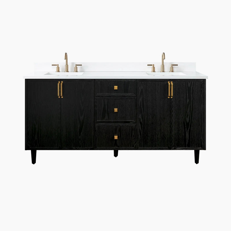 Cape Breton 72" Blackened Oak Bathroom Vanity, Double Sink