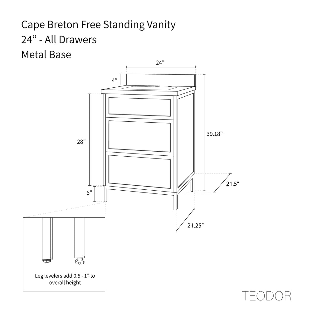
                  
                    Cape Breton 24" White Oak Bathroom Vanity - All Drawers
                  
                