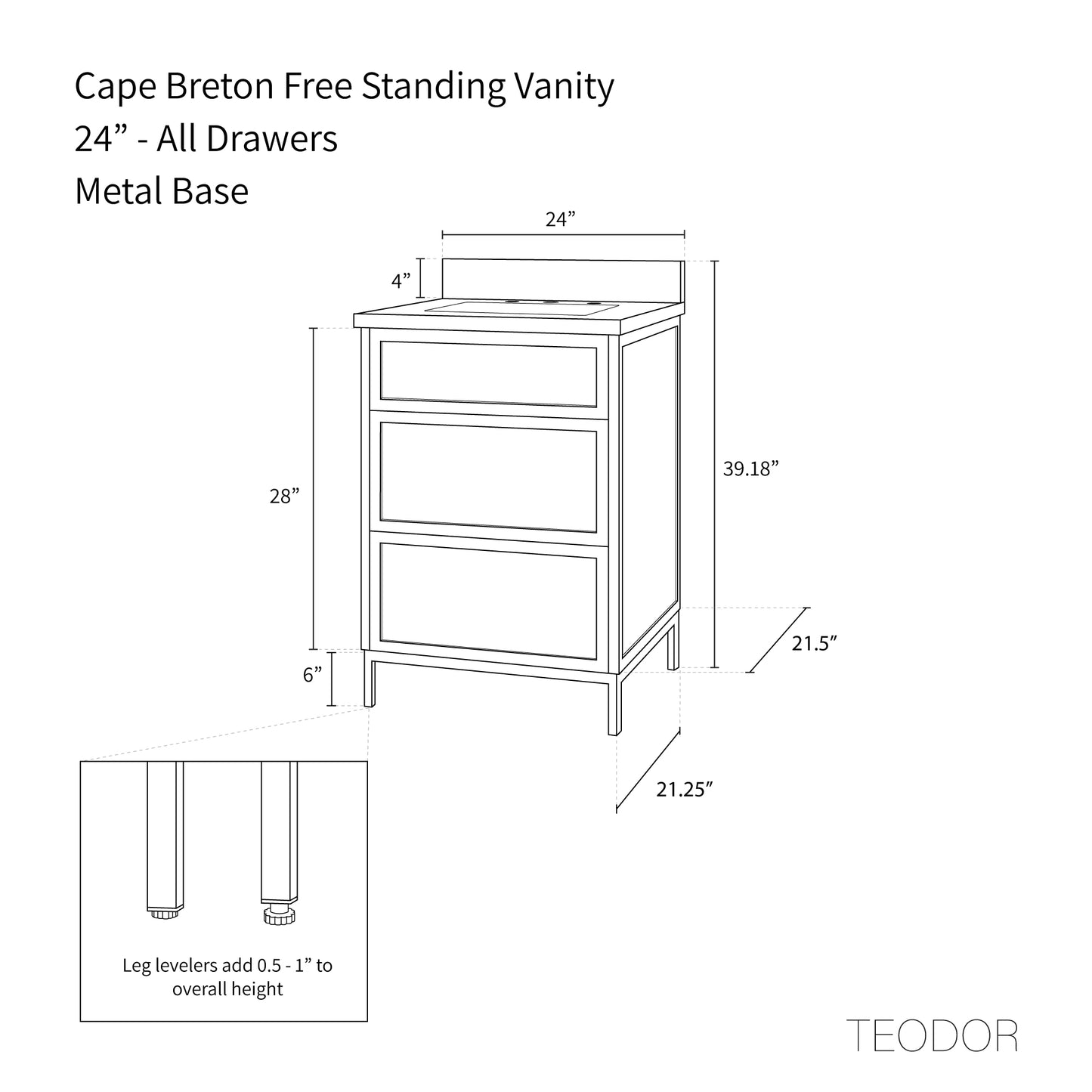 
                  
                    Cape Breton 24" White Oak Bathroom Vanity - All Drawers
                  
                