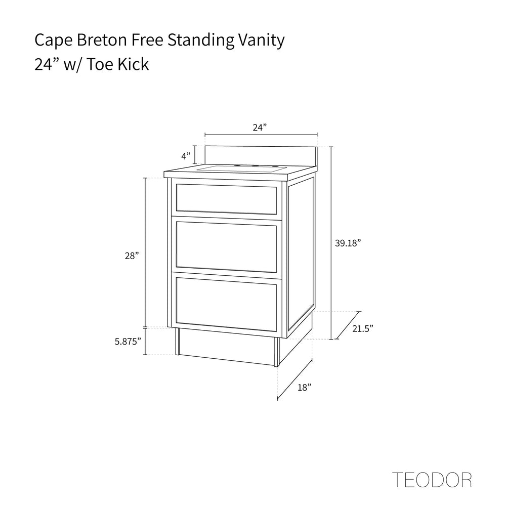 
                  
                    Cape Breton SLIM 24" Mid Century Oak Bathroom Vanity - All Drawers Teodor Bathroom Vanity Canada
                  
                