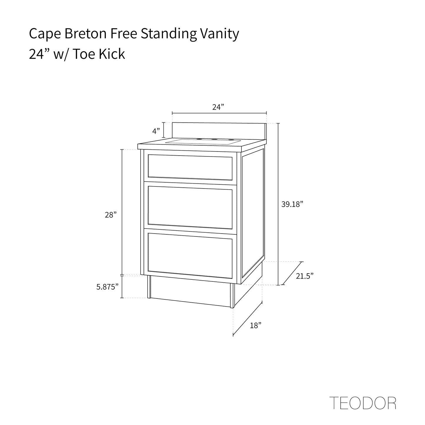 
                  
                    Cape Breton SLIM 24" Mid Century Oak Bathroom Vanity - All Drawers Teodor Bathroom Vanity Canada
                  
                