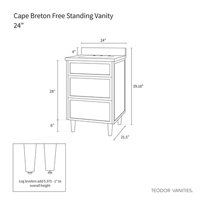 Cape Breton 24", Teodor® Mid Century Oak Vanity Teodor Bathroom VanityCanada
