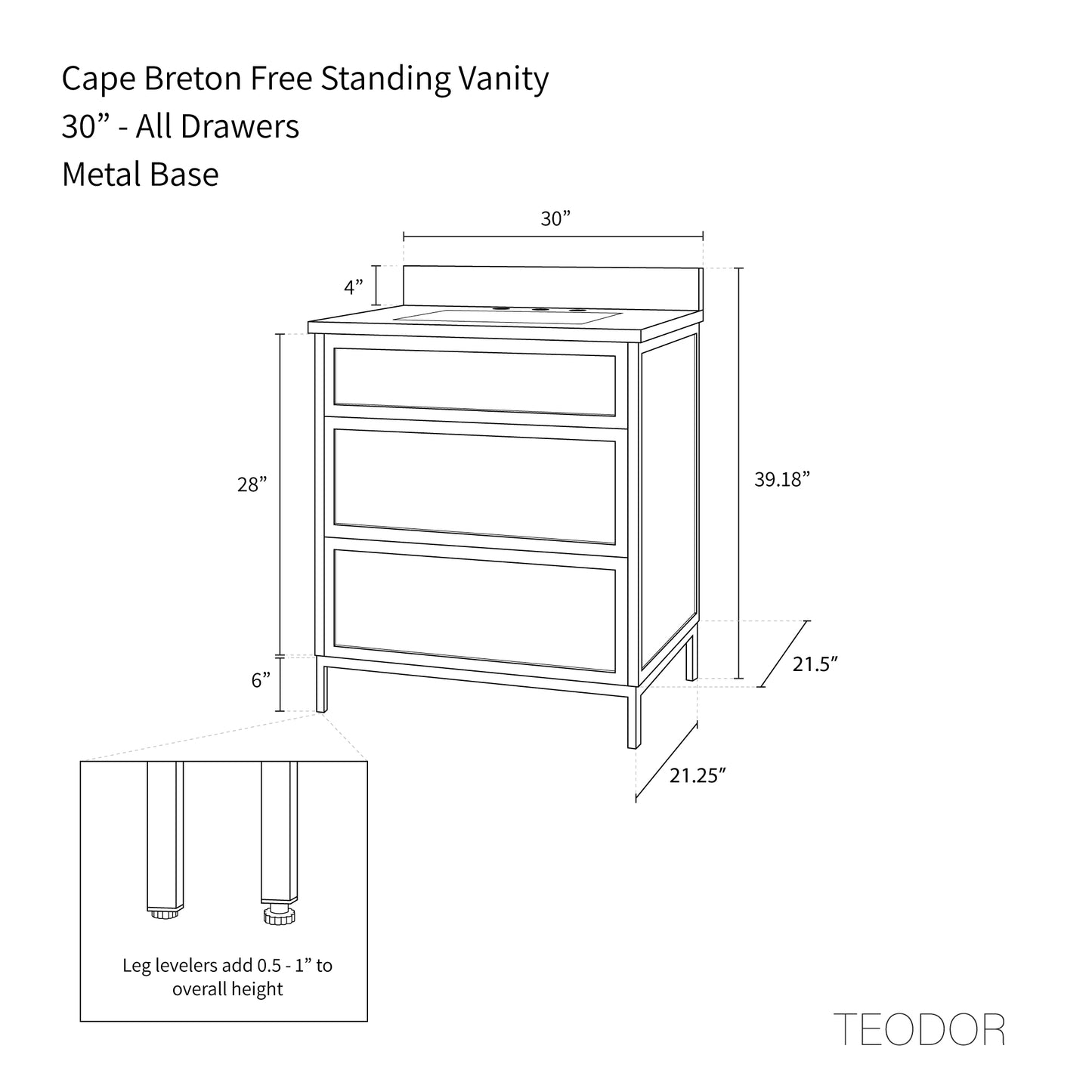 
                  
                    Cape Breton 30" White Oak Bathroom Vanity - All Drawers
                  
                