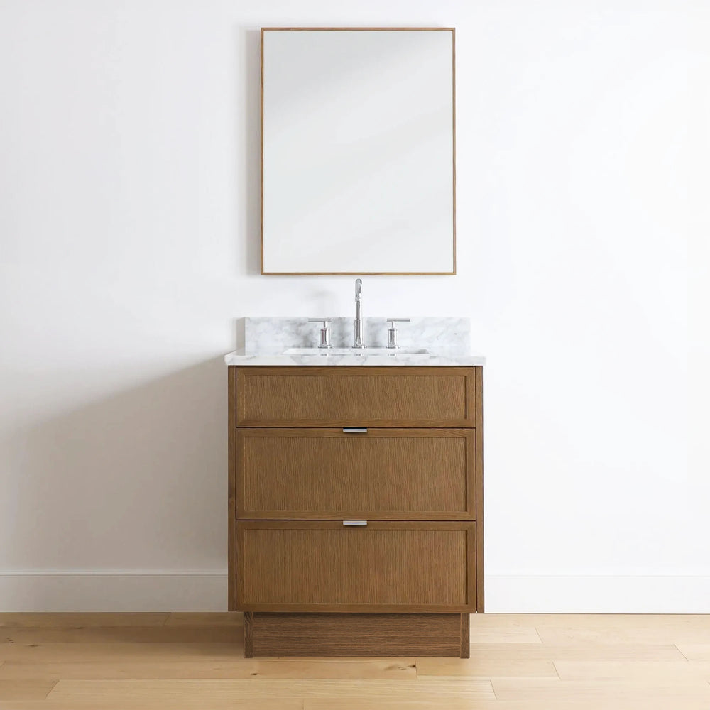 
                  
                    Cape Breton 30" Mid Century Oak Bathroom Vanity - All Drawers
                  
                