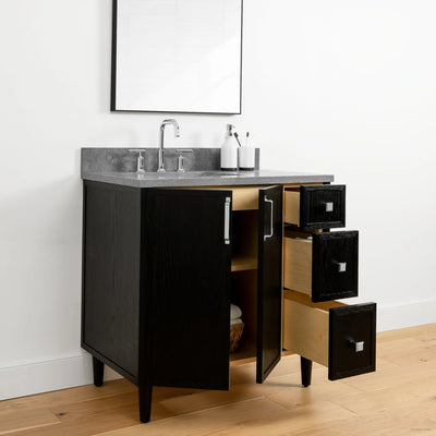 Cape Breton 36", Teodor® Blackened Oak Vanity, Left Sink Teodor Bathroom VanityCanada