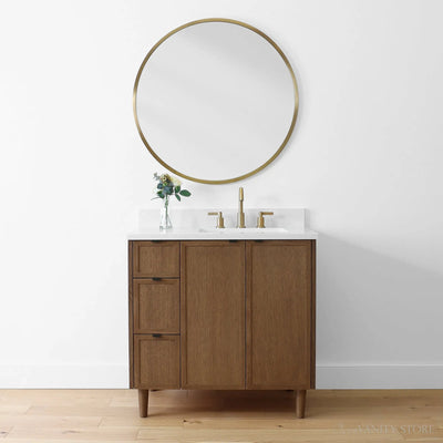 Cape Breton 36", Teodor® Mid Century Oak Vanity, Right Sink Teodor Bathroom VanityCanada