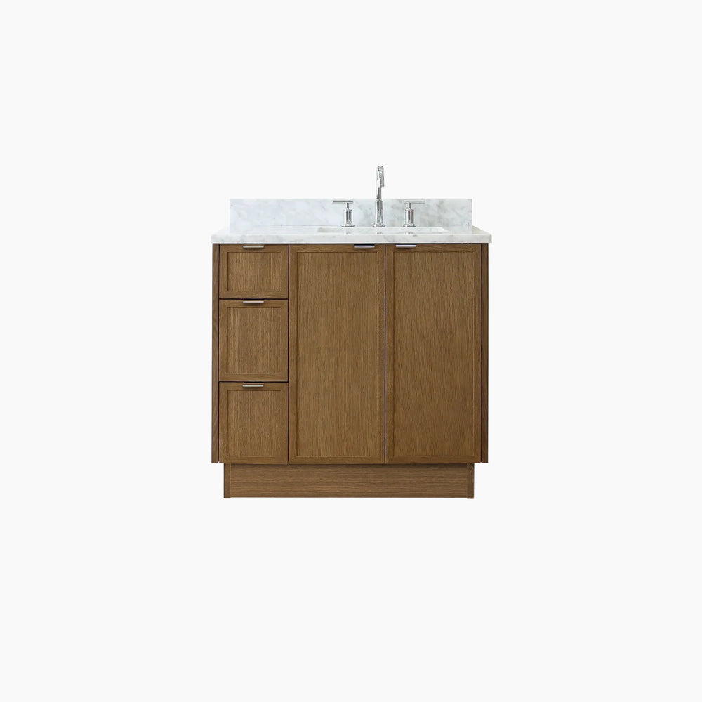 
                  
                    Cape Breton 36" Mid Century Oak Bathroom Vanity, Right Sink
                  
                