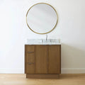 
                  
                    Cape Breton SLIM 36" Mid Century Oak Bathroom Vanity, Right Sink Teodor Bathroom Vanity Canada
                  
                