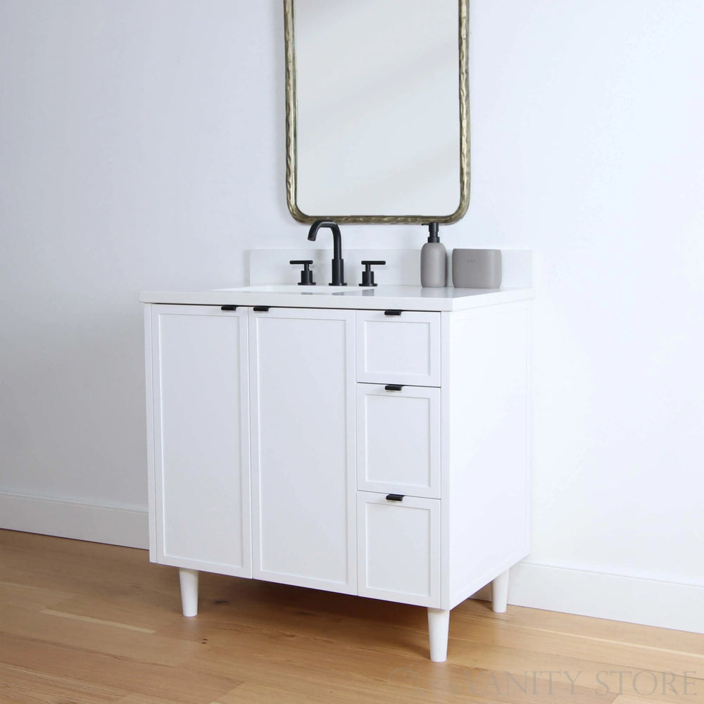 
                  
                    Cape Breton 36" Satin White Bathroom Vanity, Left Sink
                  
                