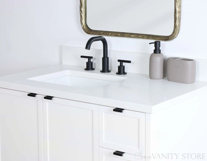 Cape Breton 36" Satin White Bathroom Vanity, Left Sink