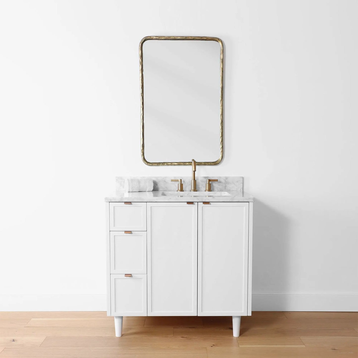 Cape Breton 36", Teodor® Satin White Vanity, Right Sink Teodor Bathroom VanityCanada