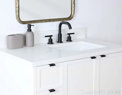 Cape Breton 36" Satin White Bathroom Vanity, Right Sink