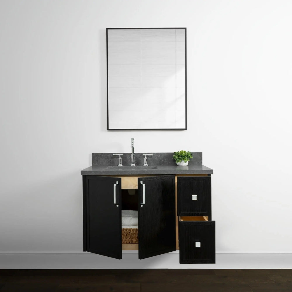 
                  
                    Cape Breton 36", Teodor® Wall Mount Blackened Oak Vanity, Left Sink Teodor Bathroom VanityCanada
                  
                