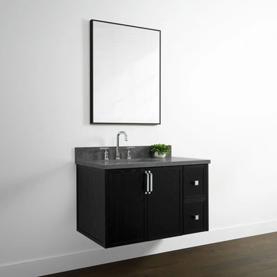 Cape Breton 36", Teodor® Wall Mount Blackened Oak Vanity, Left Sink Teodor Bathroom VanityCanada