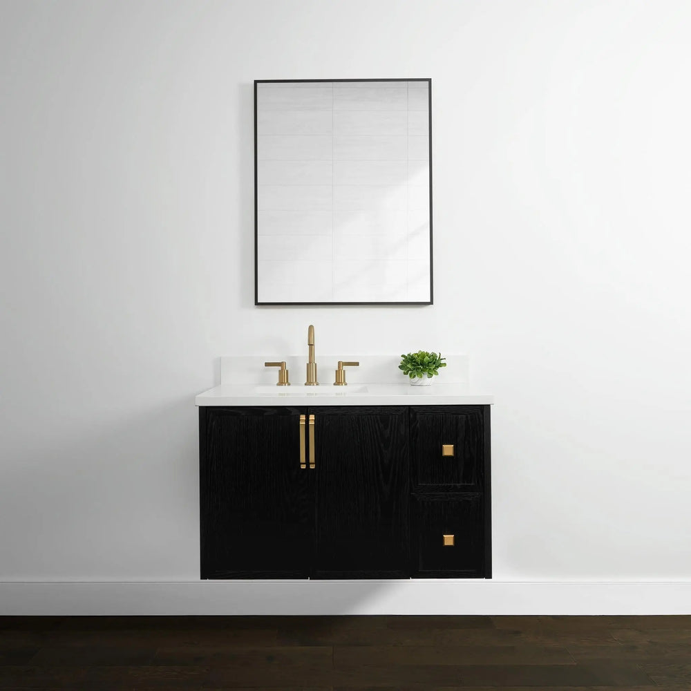 
                  
                    Cape Breton 36", Teodor® Wall Mount Blackened Oak Vanity, Left Sink Teodor Bathroom VanityCanada
                  
                