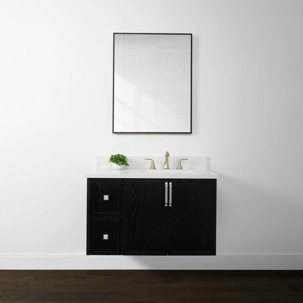 
                  
                    Cape Breton 36", Teodor® Wall Mount Blackened Oak Vanity, Right Sink Teodor Bathroom VanityCanada
                  
                