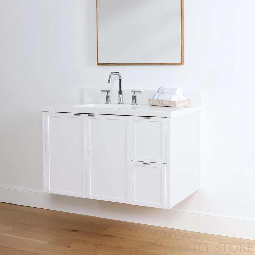 
                  
                    Cape Breton 36" Wall Mount Satin White Bathroom Vanity, Left Sink
                  
                