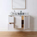 
                  
                    Cape Breton SLIM 36" Wall Mount Satin White Bathroom Vanity, Right Sink Teodor Bathroom Vanity Canada
                  
                