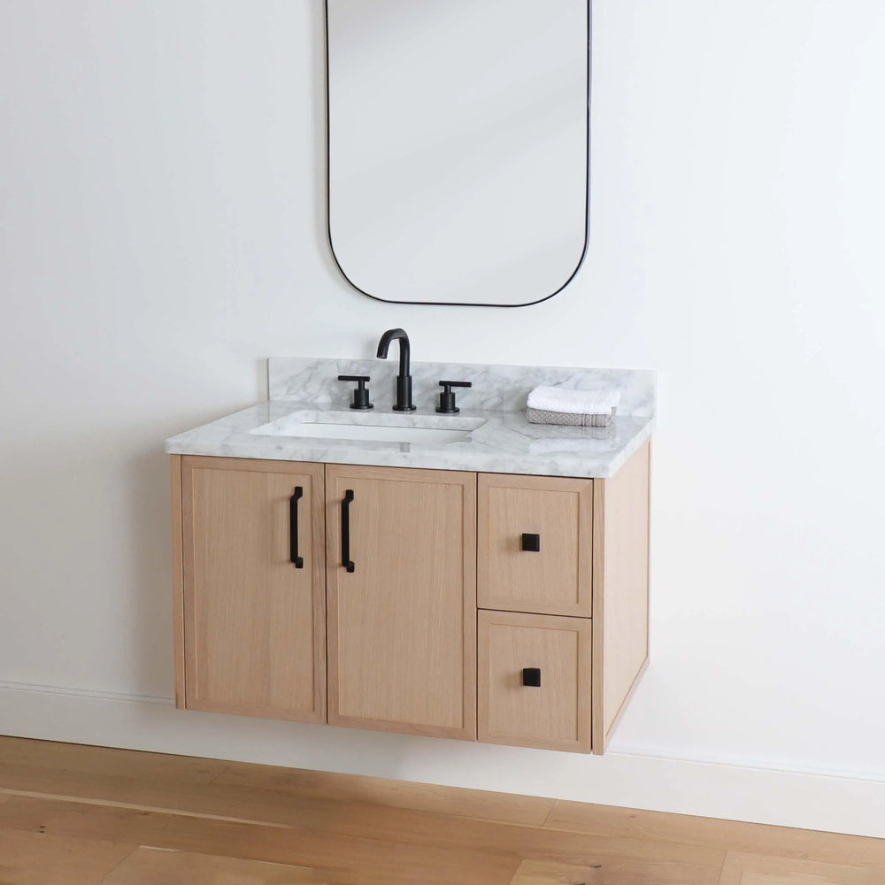 
                  
                    Cape Breton 36" Wall Mount White Oak Bathroom Vanity, Left Sink
                  
                