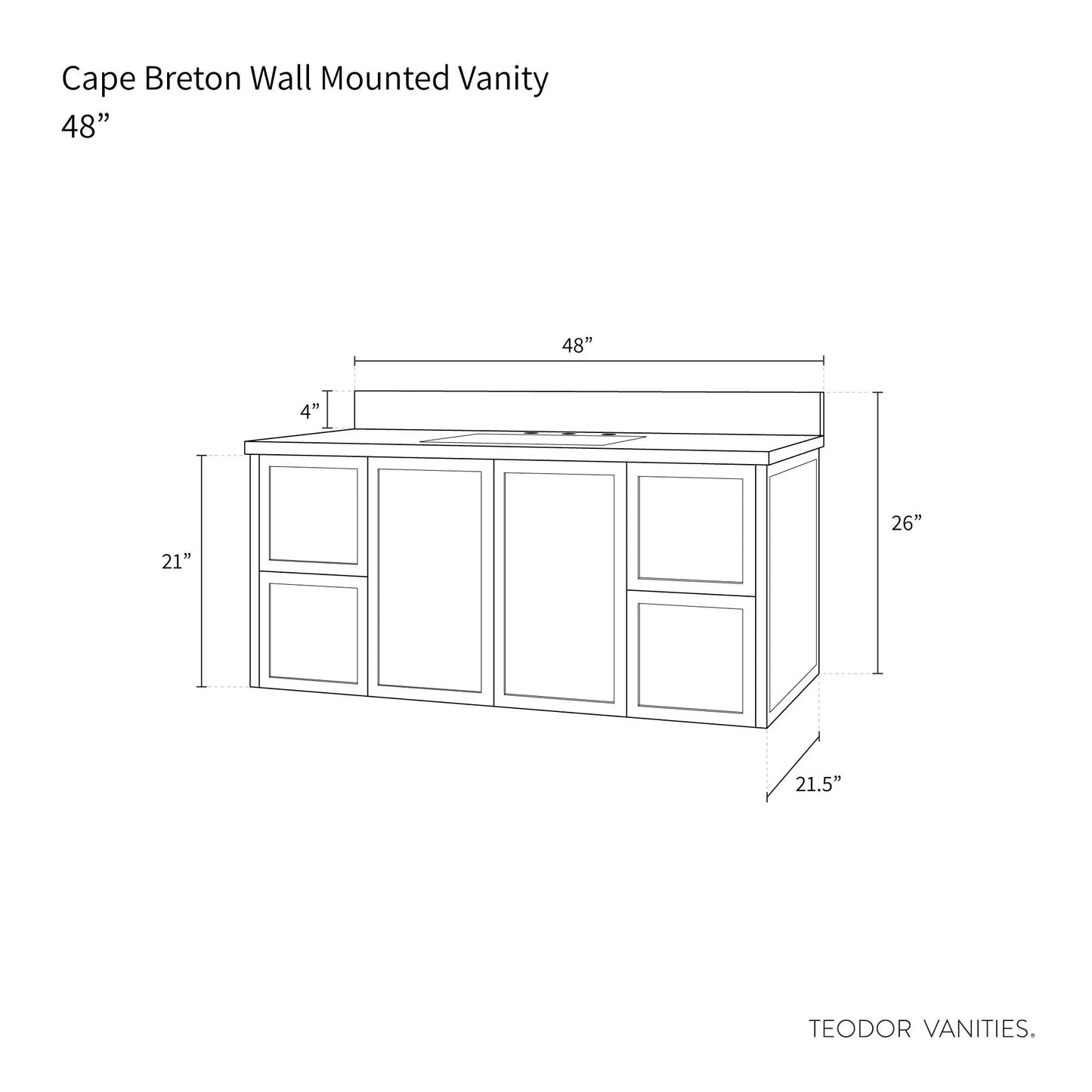 
                  
                    Cape Breton 48", Teodor® Wall Mount Blackened Oak Vanity Teodor Bathroom VanityCanada
                  
                