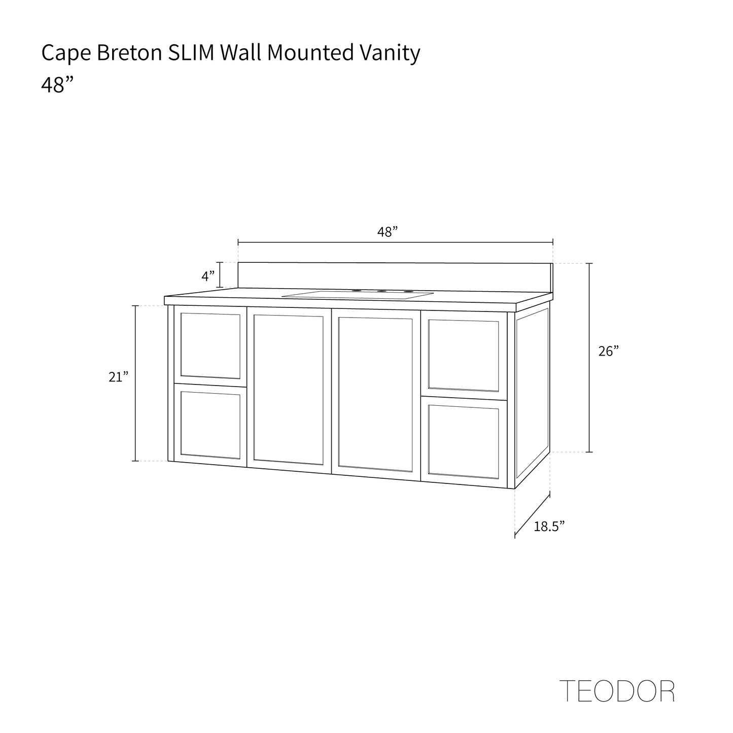 
                  
                    Cape Breton SLIM 48" Wall Mount Mid Century Oak Bathroom Vanity
                  
                