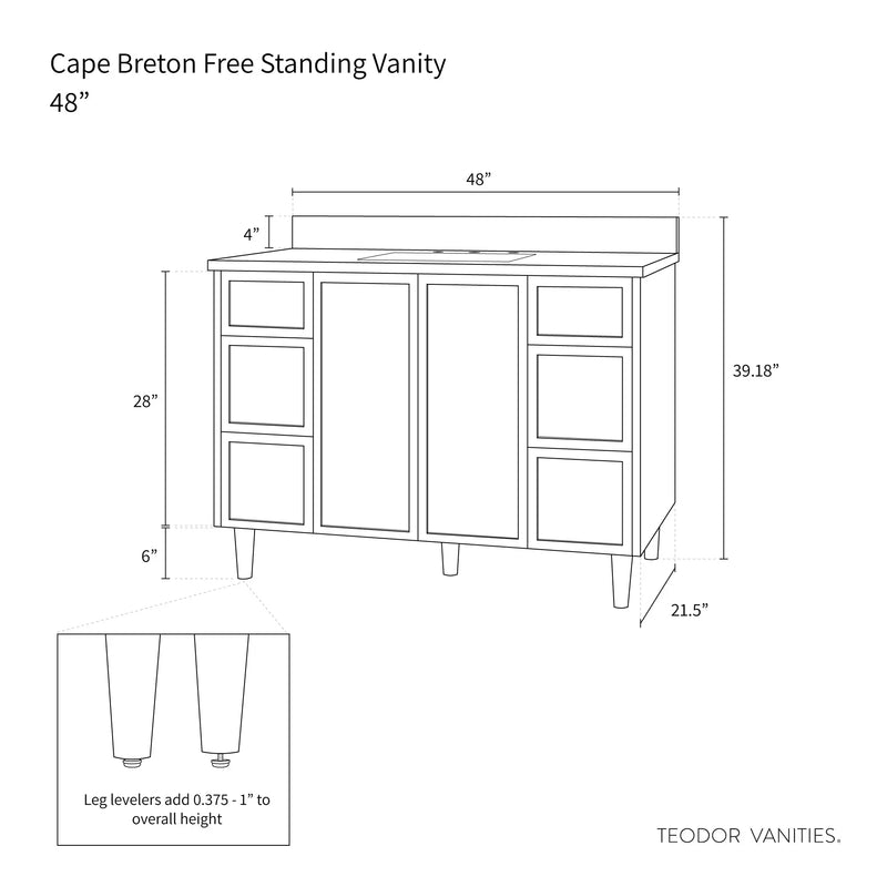 Cape Breton 48", Teodor® Blackened Oak Vanity Teodor Bathroom VanityCanada